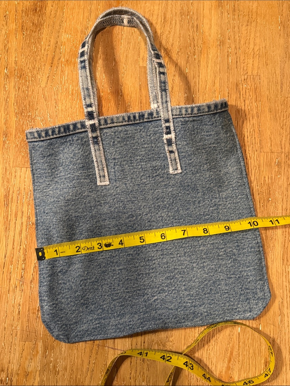 Small Denim Slim Tote Bag -10x10 inches - Hand-sewn by me - Picture 10 of 12